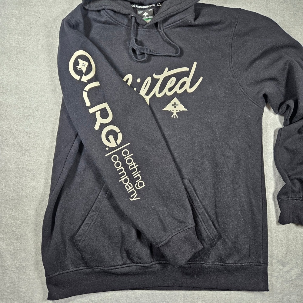 LRG Lifted Research Group Mens Black Pullover Hoodie Sweatshirt XL‎ Deadstock